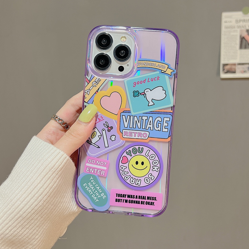 Ốp Điện Thoại tpu Dẻo Trong Suốt Họa Tiết Hoạt Hình Đơn Giản Chống Rơi / Sốc Cho iPhone 11 12 13 14 PRO Max