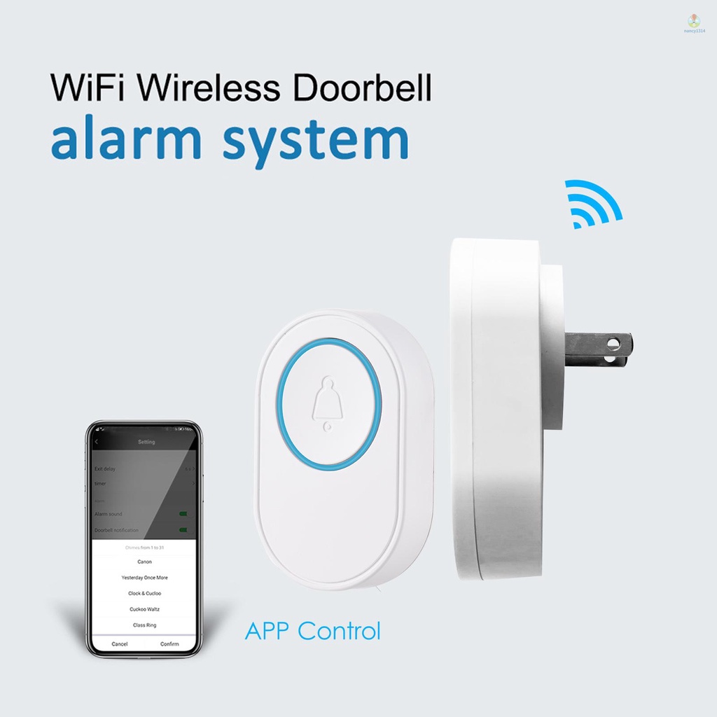 Chuông Cửa Không Dây 58 Melody 5 Chế Độ Âm Lượng 2.4GHz Tương Thích Với APP