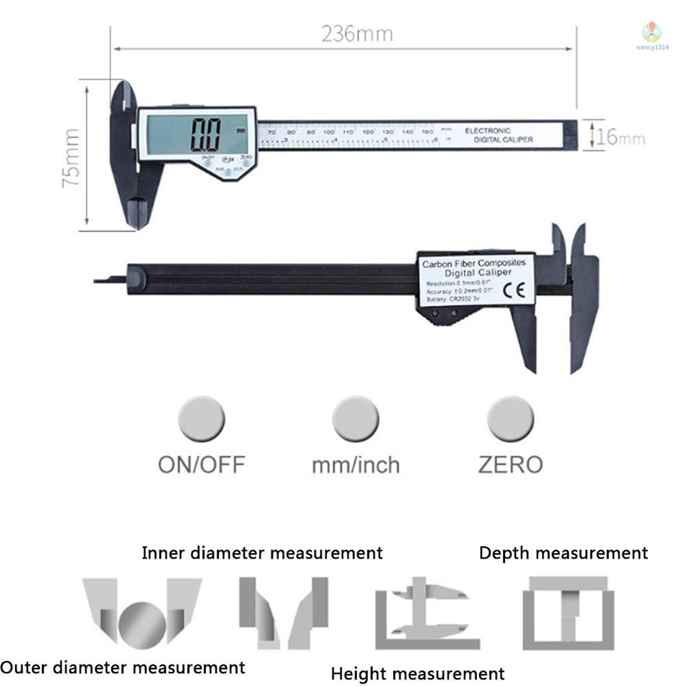 Thước Kẹp Điện Tử Màn Hình Lớn IP54 Bằng Nhựa Chống Nước IP54 0-150mm