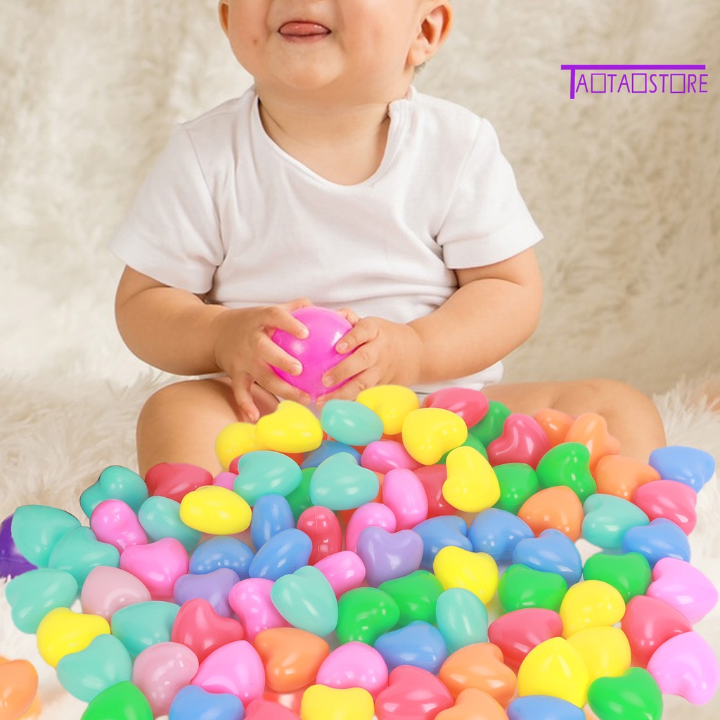 Set 100 Quả Bóng Nhựa Không BPA Nhiều Màu Sắc Hình Ngôi Sao / Trái Tim Luyện Tập Trong Nhà / Ngoài Trời Thoải Mái Cho Bé