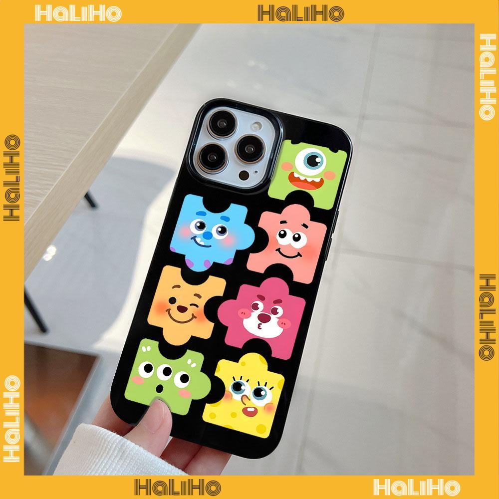 Case for iPhone 11 Soft TPU Glossy Black Candy Case Cute Creative Puzzles Camera Protection Shockproof For iPhone 14 13 12 11 Pro Max 7 8 Plus X XR