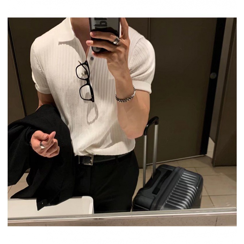 Áo Thun polo Dệt Kim Tay Ngắn Phong Cách Thời Trang Đường Phố Mùa Hè Mới 2023