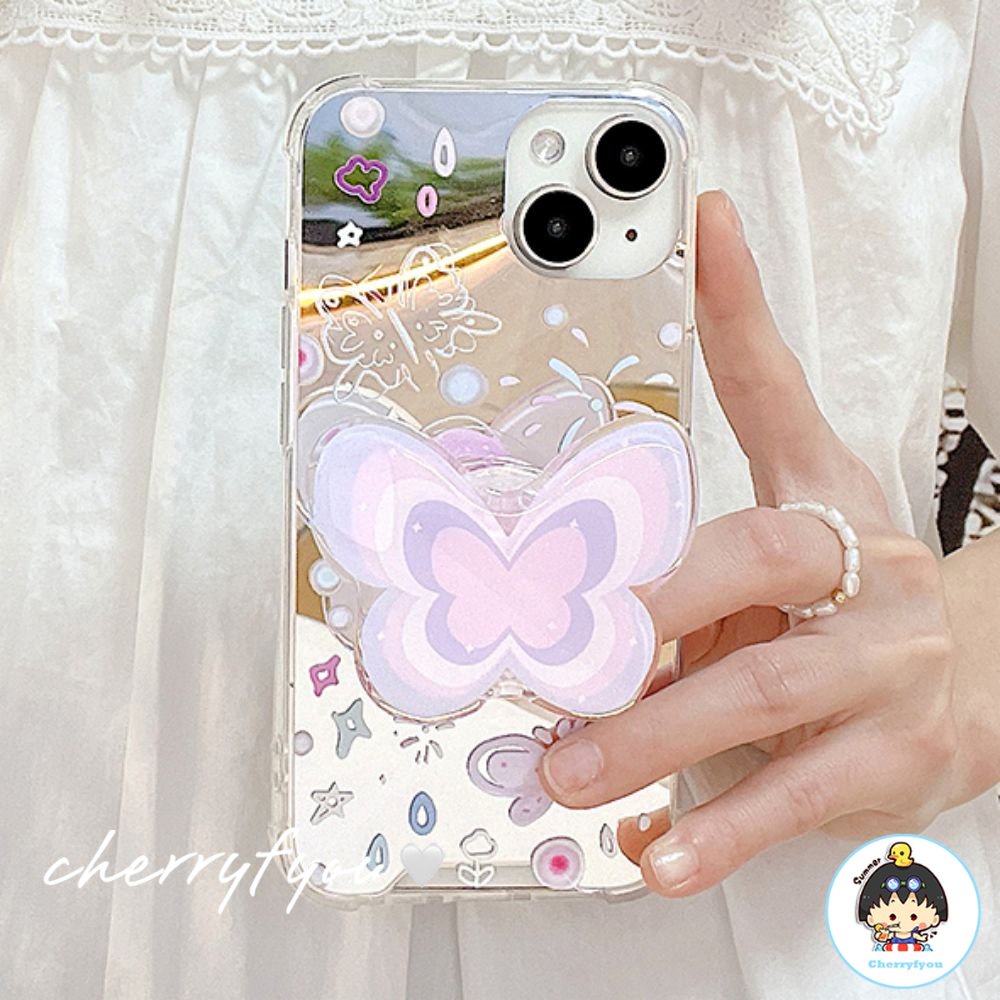 Ốp Điện Thoại TPU Mềm Họa Tiết Bươm Bướm Tráng Gương Bảo Vệ Bốn Góc Chống Rơi Cho IPhone 11 12 13 14 Pro Max