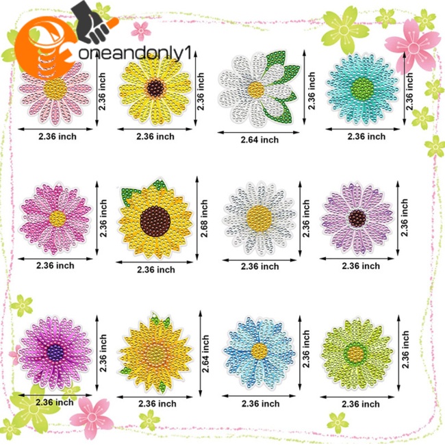 Set 12 Móc Khóa Hình Hoa Hướng Dương Đính Đá Xinh Xắn