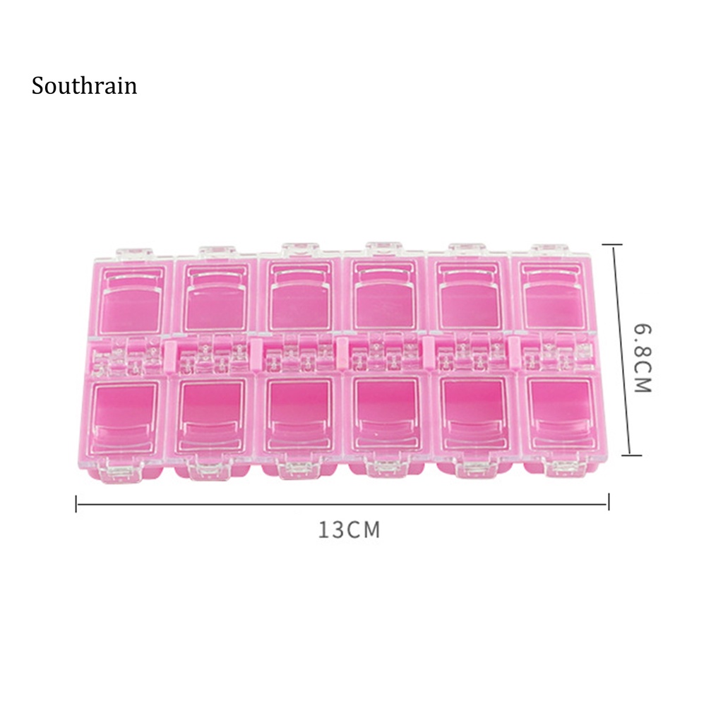 Hộp Nhựa Trong Suốt 12 Ngăn Đựng Trang Sức / Hạt Trang Trí Móng Tay Chống Bụi Tiết Kiệm Không Gian