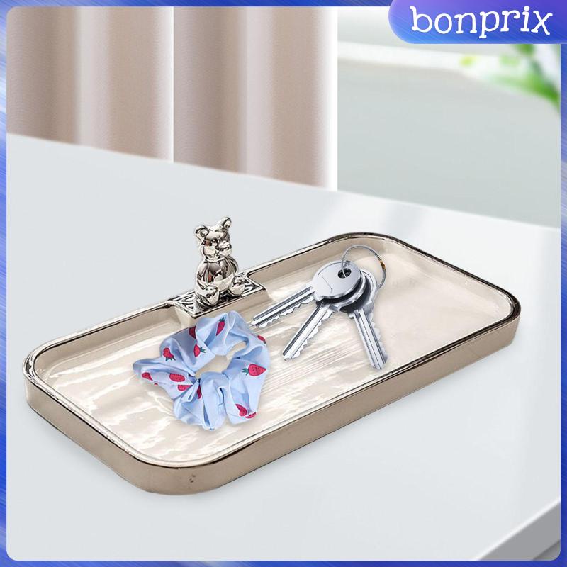 Khay Sứ Đựng Nước Hoa / Chìa Khóa / Nước Hoa Hình Gấu Mạ Điện Trang Trí Phòng Ngủ Vanity