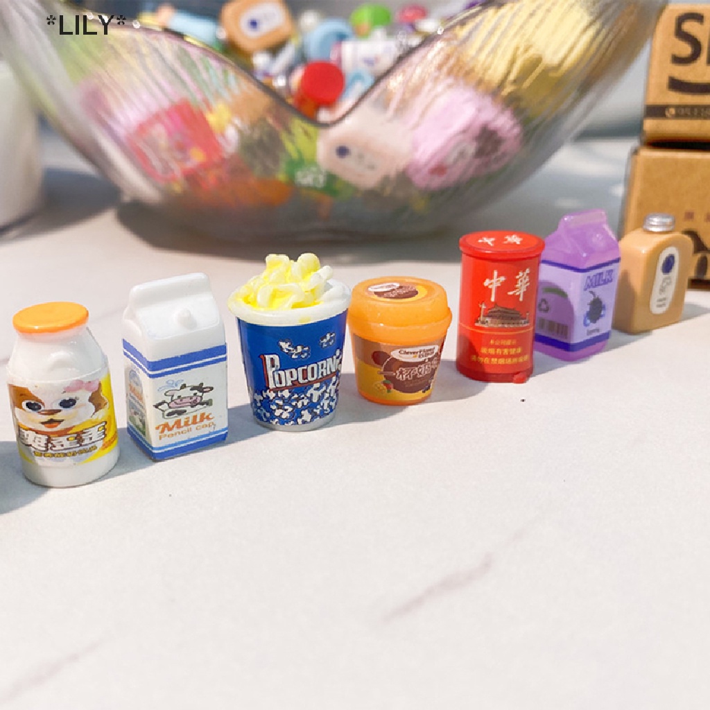 LILY 5pcs dễ thương Mini Dollhouse siêu thị thực phẩm đồ ăn nhẹ cho búp bê phụ kiện nhà bếp uuu