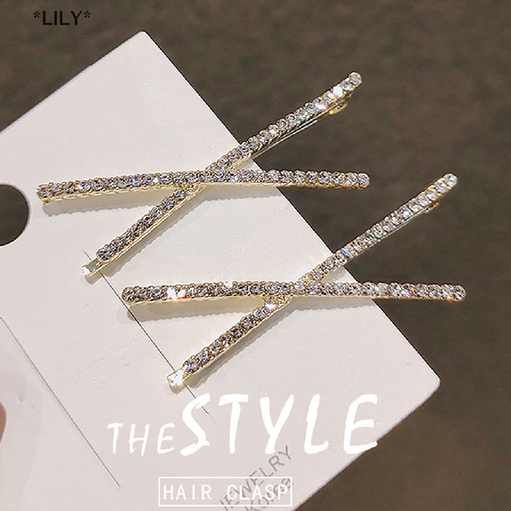 LILY 2pcs chéo tinh thể kẹp tóc thạch x tóc Clip barrettes đơn giản Side Clip uuu