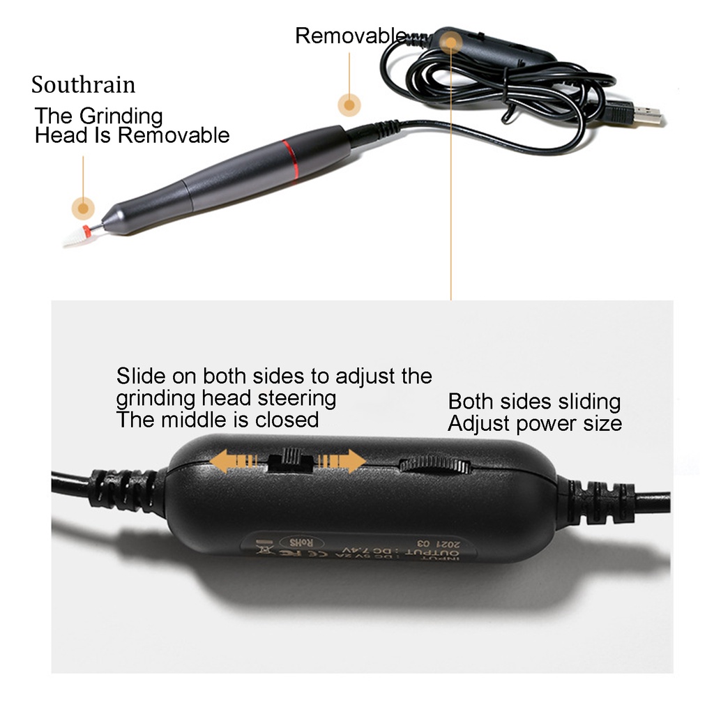 Máy Mài Móng Tay Tốc Độ Nhanh Kèm Cáp USB Chuyên Dụng Cho Salon