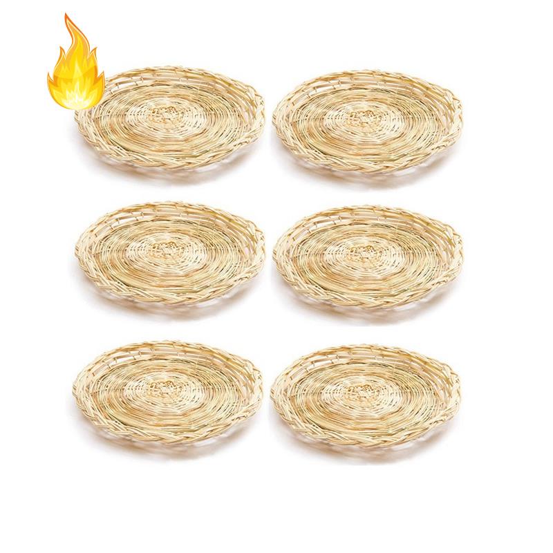 Giá đỡ đĩa giấy tre 6 cái - Giá đỡ đĩa dệt tròn 10 Inch , Giá đỡ đĩa giấy có thể tái sử dụng cho bữa tiệc dã ngoại