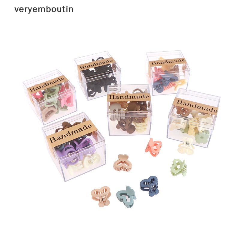 Set 10 Kẹp Tóc Càng Cua Mini 3cm Bằng Nhựa Nhám Họa Tiết Hình Học Cho Nữ