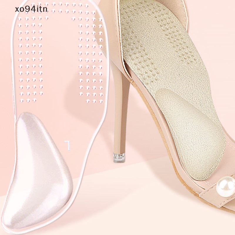 1 Cặp Đế Lót Giày Cao Gót Dạng Cong Tự Dính Vô Hình Chống Trượt Thấm Hút Mồ Hôi
