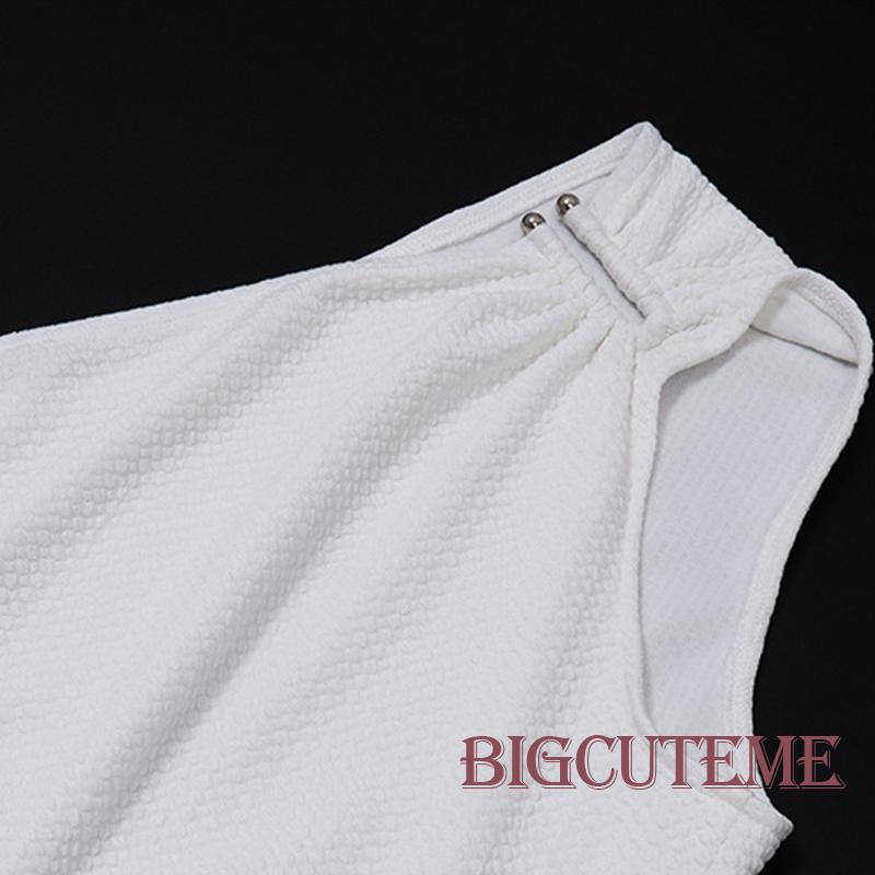 [] - Đầm Dài Dáng Ôm Không Tay Xẻ Tà Hở Vai Màu Trơn Mùa Hè Dành Cho Nữ