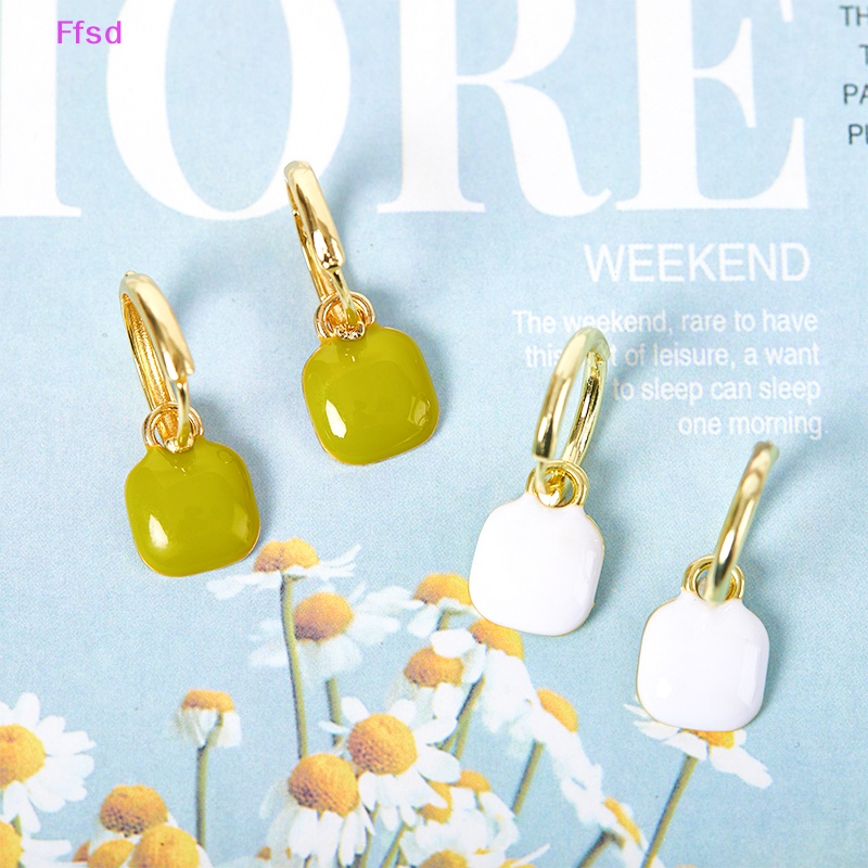 1 Đôi Bông Tai Hình Vuông / Trái Tim Phong Cách Pháp Cổ Điển Thanh Lịch Cho Nữ