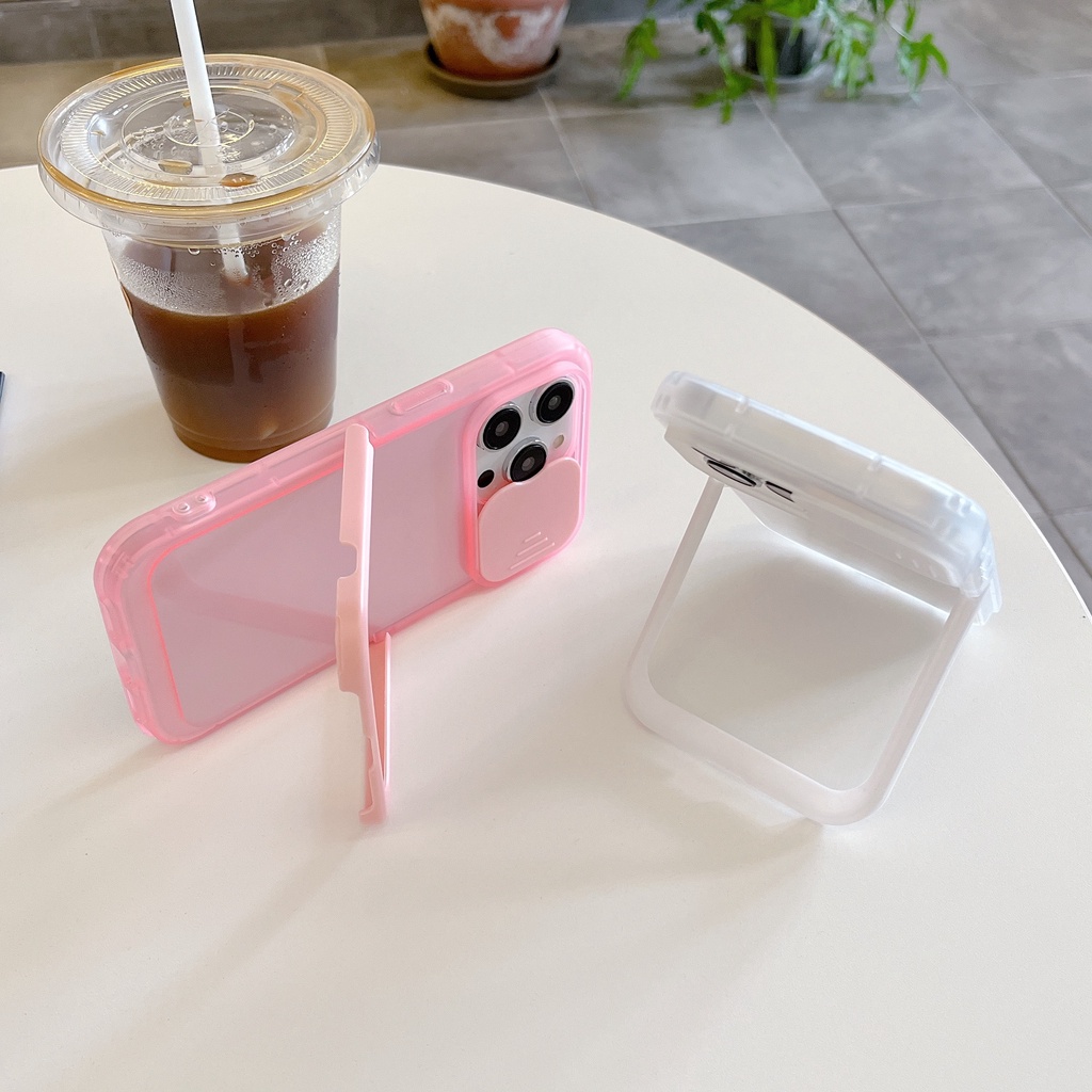 Ốp Điện Thoại TPU Silicon Mềm Trong Suốt Chống Rơi Với Giá Đứng Tàng Hình Cho iPhone 14 12 11 13 Pro Max 14 Plus