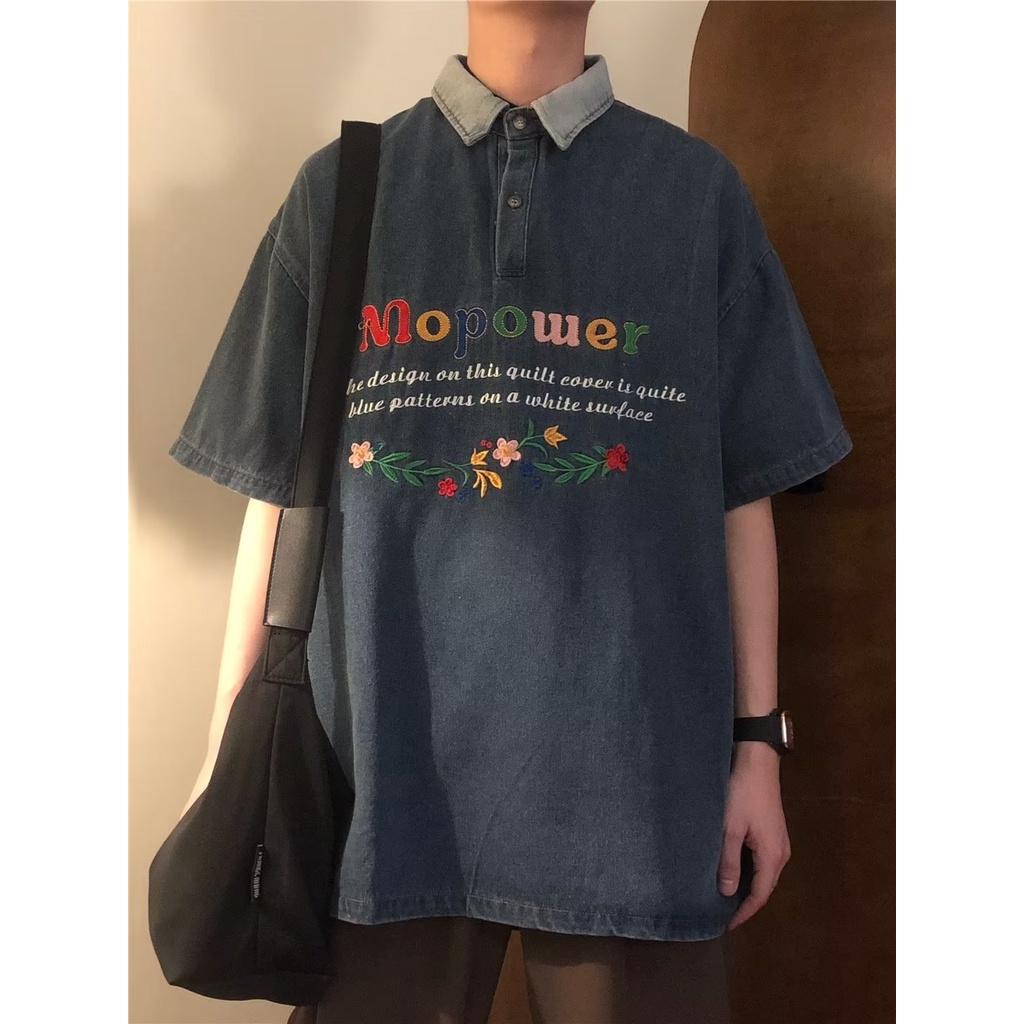 Áo polo Tay Ngắn Màu Trơn Thêu Họa Tiết Thời Trang Mùa Hè 2023 Cho Nam