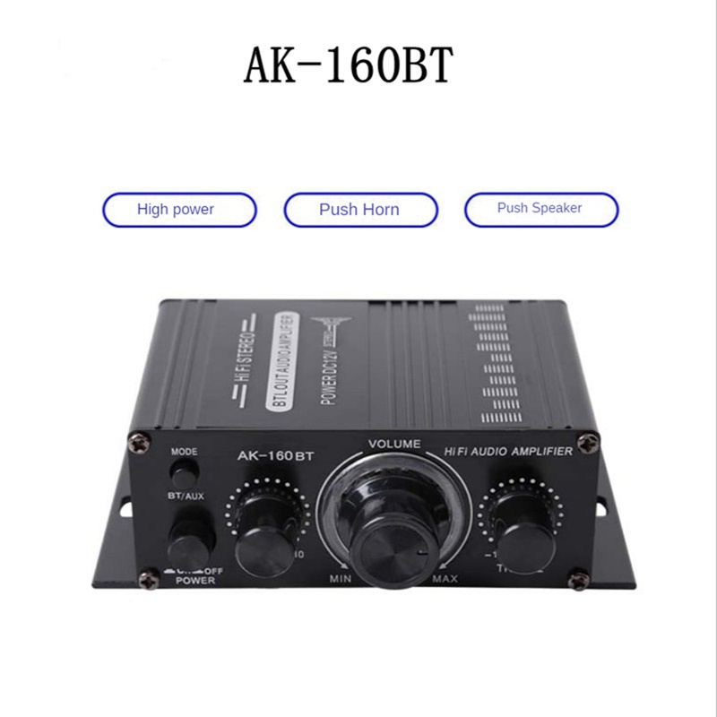 Ak-160bt Bộ khuếch đại công suất 2 kênh Bộ khuếch đại rạp hát tại nhà Hỗ trợ Bluetooth Tương thích với đầu vào USB ’SD AUX