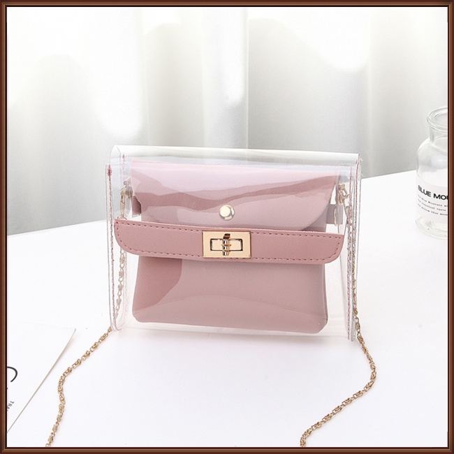 Túi Đeo Chéo Mini Trong Suốt Có Khóa Thời Trang Cho Nữ