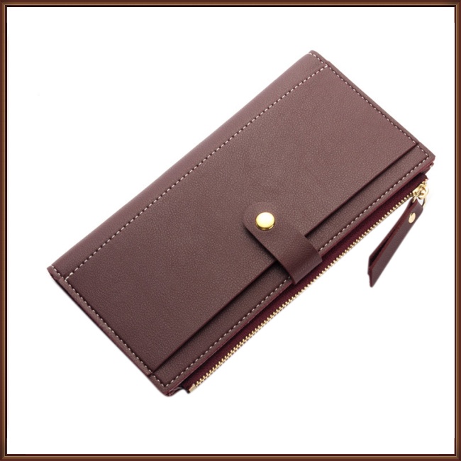 Jaz Ví Dài Ba Ngăn Đựng Thẻ Bằng Da PU Màu Trơn Cho Nữ