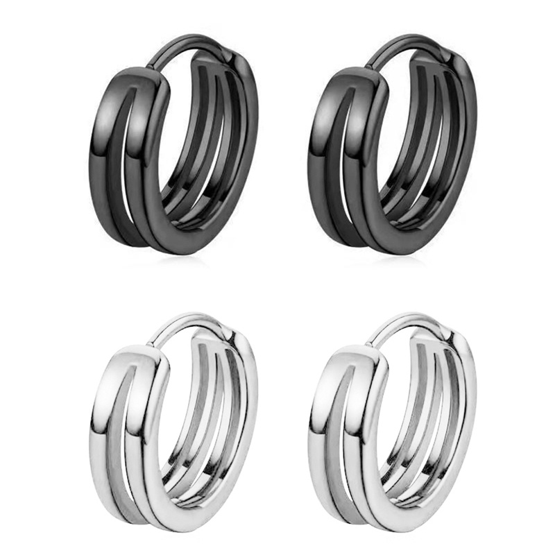 Bông Tai Tròn Nhiều Lớp Phong Cách Hip Hop Punk Cho Nam