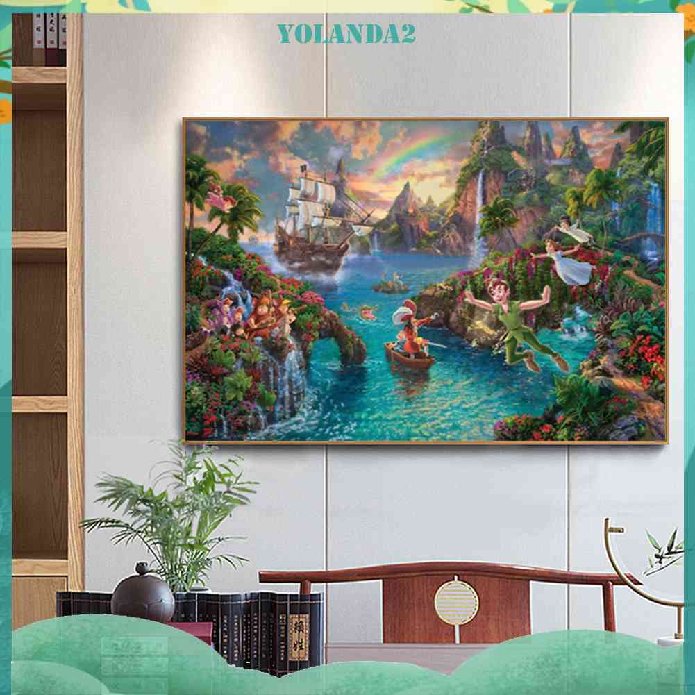 Bộ Tranh Đính Đá Họa Tiết Hòn Đảo Hoạt Hình Độc Đáo Trang Trí Nhà Cửa