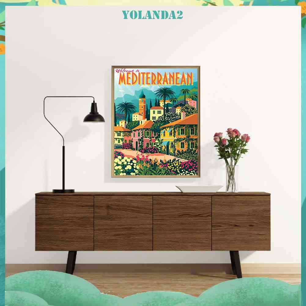 Tranh Đính Đá Kim Cương Toàn Bộ 5D DIY Hình Vẽ Địa Trung Hải