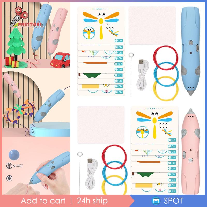 [Prettyia1] Bút Vẽ 3D Nhiệt Độ Thấp Dành Cho Trẻ Em