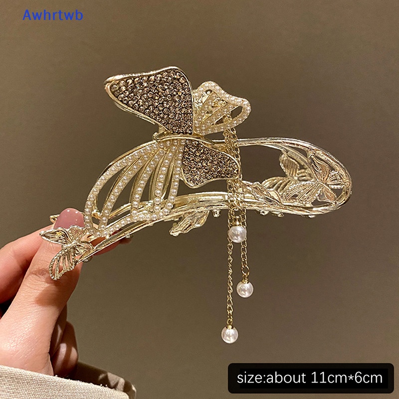 Kẹp Tóc Kim Loại Hình Bướm Đính Ngọc Trai Cho Nữ Mới