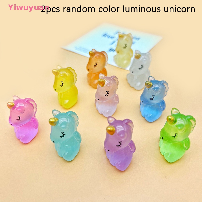 Bộ 2 Đồ trang trí Ngựa Hoạt Hình Phát Sáng Bằng Nhựa Resin Trang Trí Tiểu Cảnh Mới