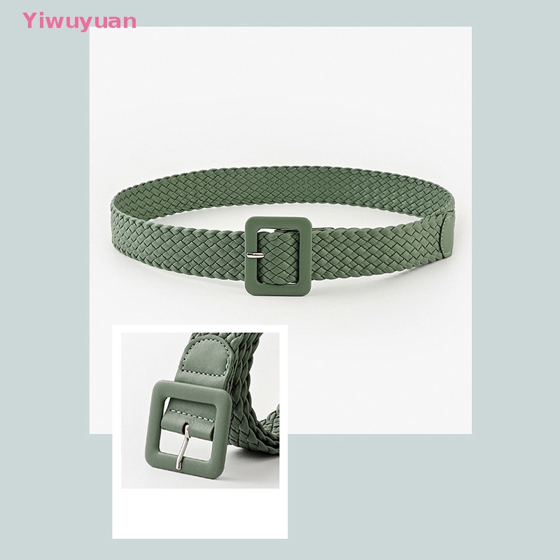 < Yiwuyuan > Thắt Lưng Dệt Khóa Vuông Màu Kẹo Đơn Giản Thời Trang Hàn Quốc Cho Nữ Trẻ Trung Mới