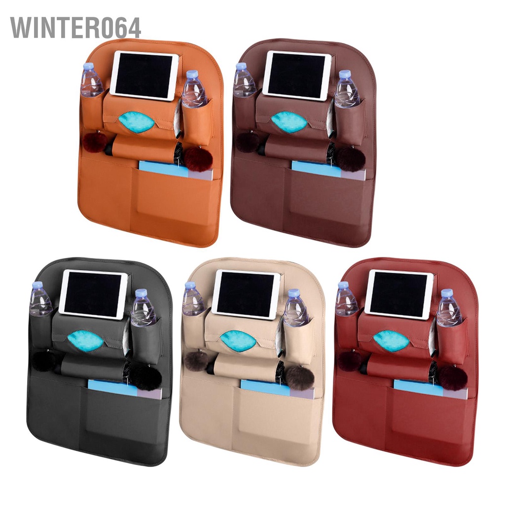 Winter064 Ghế Xe Ô Tô Lưng Túi Nhiều Tiết Kiệm Không Gian Bảo Vệ Da PU Người Tổ Chức Cho Cốc Nước Sách Mô