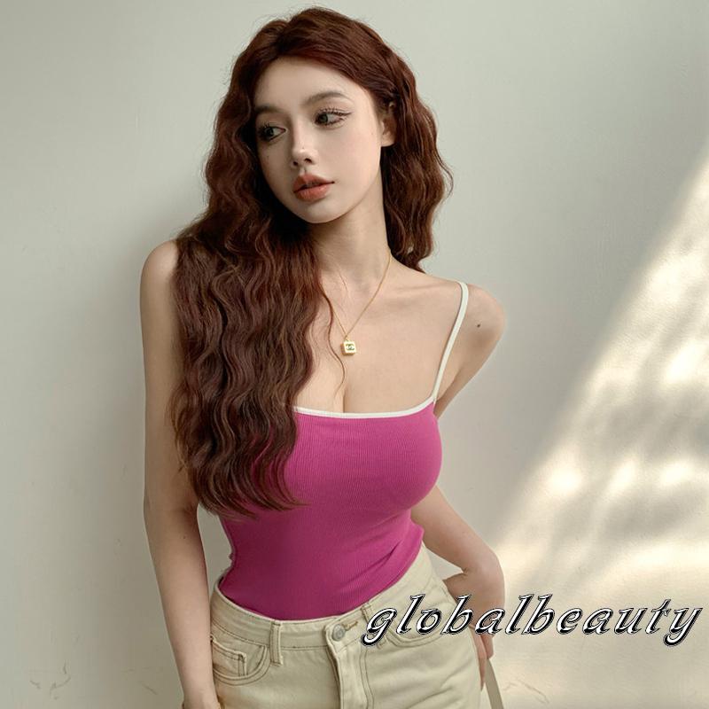 Áo Tank Top Hai Dây Màu Sắc Tương Phản Thời Trang Mùa Hè Cho Nữ