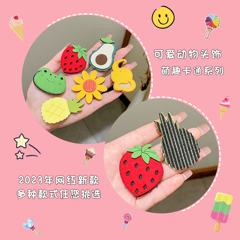 Miếng dán tóc mái ngang họa Set 5 Kẹp Tóc Hình Hoạt Hình Xinh Xắn Cho Bé Gái