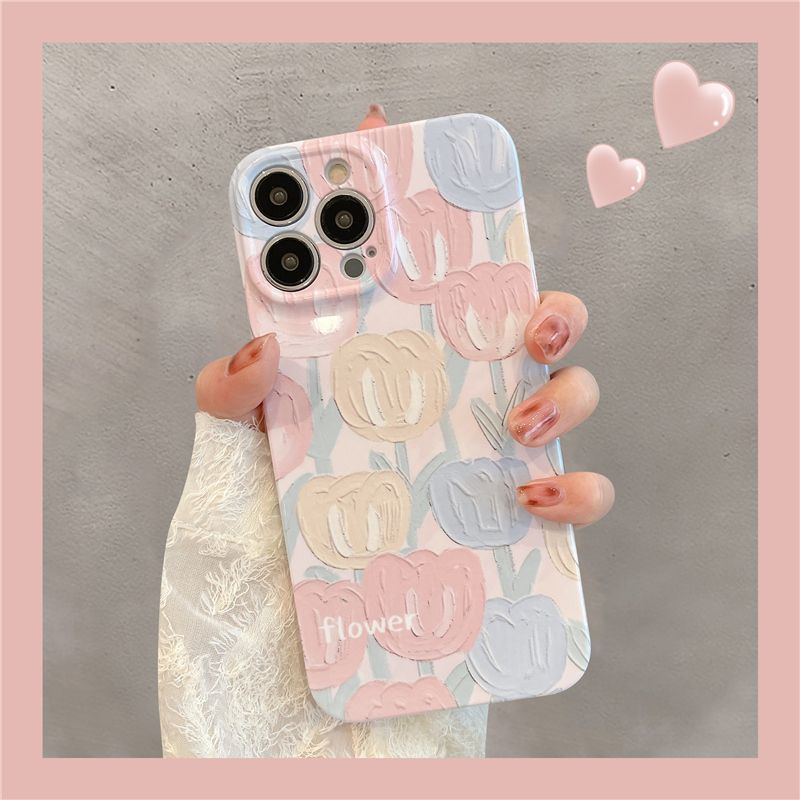 Ốp Điện Thoại Cứng Họa Tiết Hoa Tulip Sơn Dầu Cho Iphone Promax 14 11 138P7 12 AX1Y