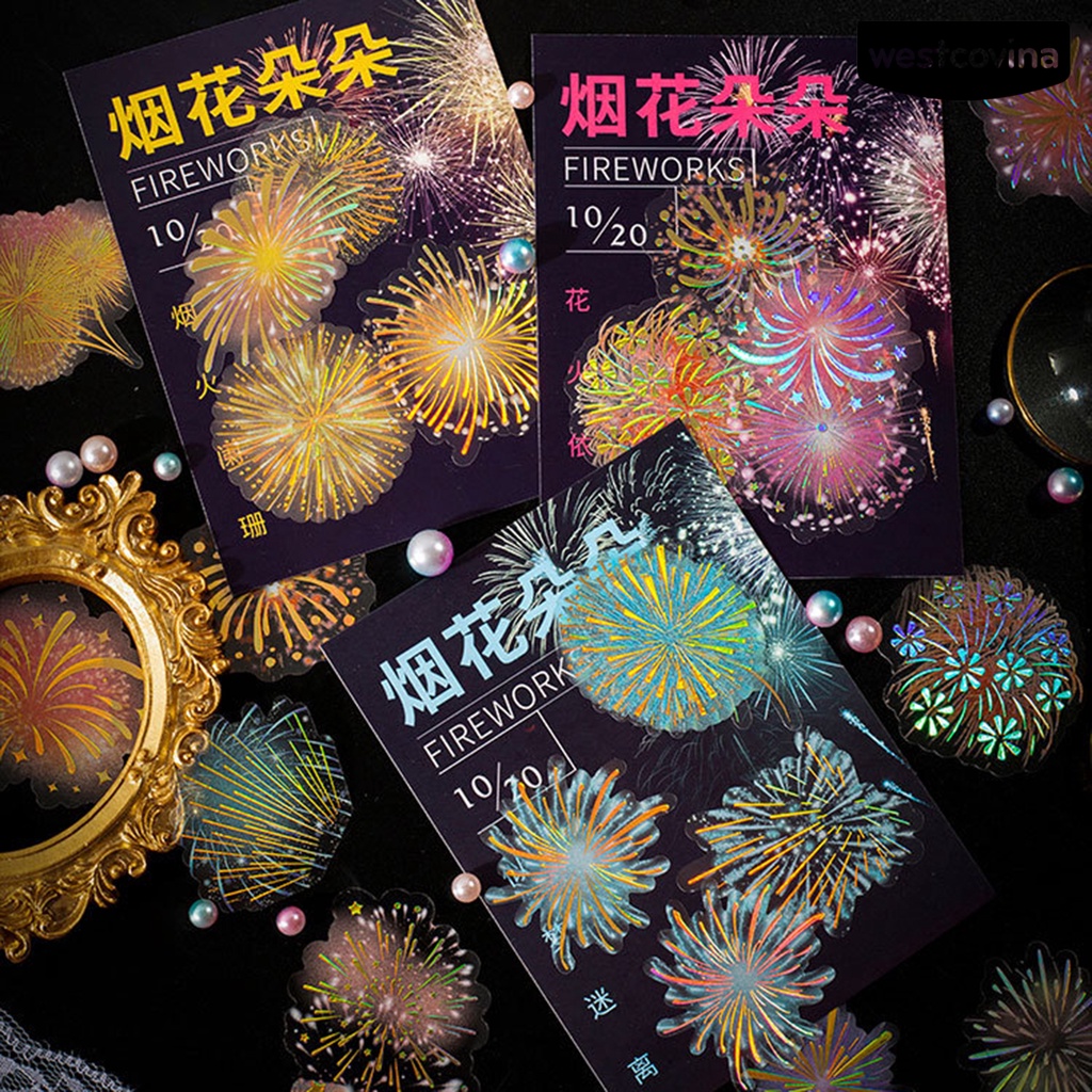 [COD]♪1 Túi Nhãn Dán PET Lấp Lánh Vintage Chống Thấm Nước Tự Dính Trang Trí Album Ảnh