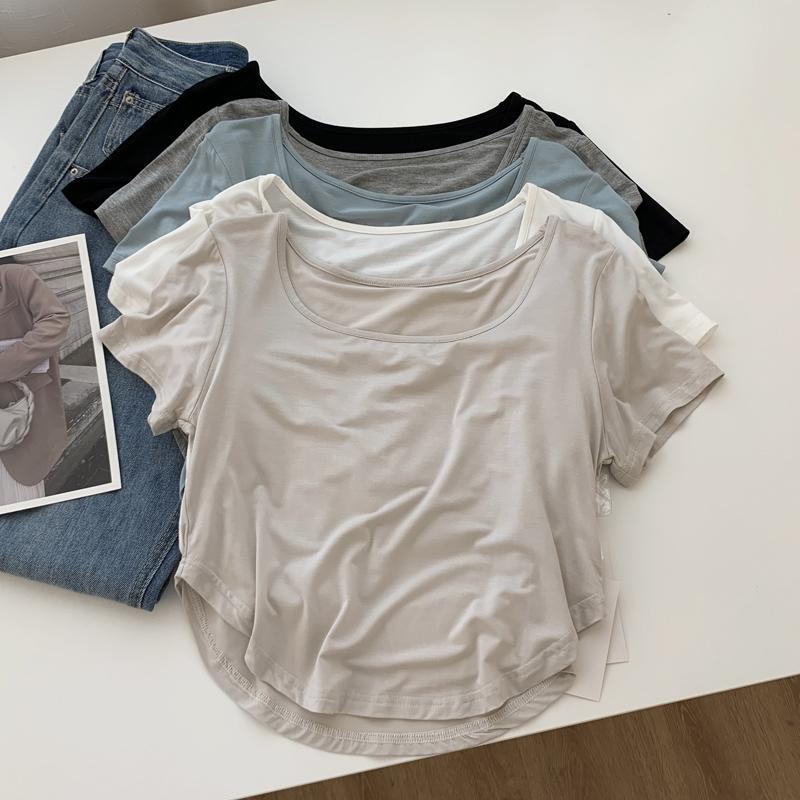 Áo Kiểu Cổ Vuông Dáng Ngắn Thời Trang Hè Trẻ Trung Cho Nữ