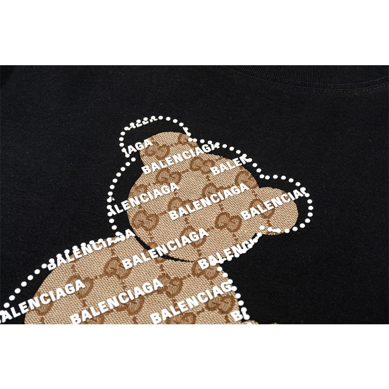 Ba Balenciag55-Áo Thun Tay Ngắn In Hình Gấu 3D Bằng Silicon Thời Trang