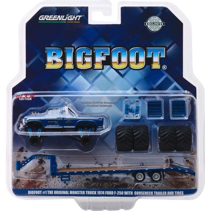 Hàng Có Sẵn Đèn Xanh Lá Cây Tỉ Lệ 1: 64 Lốp Xe Tải Quái Vật Cổ Ngỗng Thay Thế 1974 Year Ford F-250