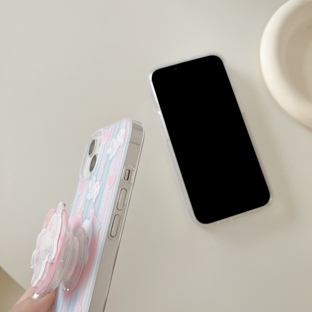 Ốp Điện Thoại Imd Silicone Mềm Trong Suốt In Hình Chú Chó Hoạt Hình Có Giá Đỡ Cho iPhone11 12 13 14 Pro Max