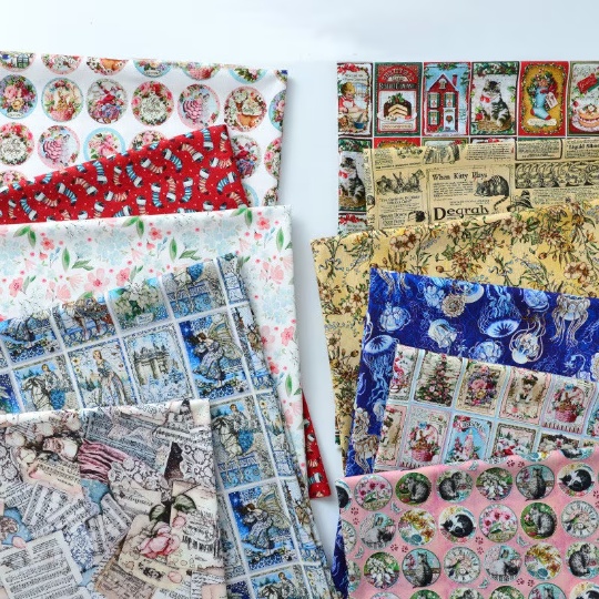 Tấm Vải 100% Cotton Họa Tiết Hoa Cổ Điển Dùng Để May Vá Thủ Công