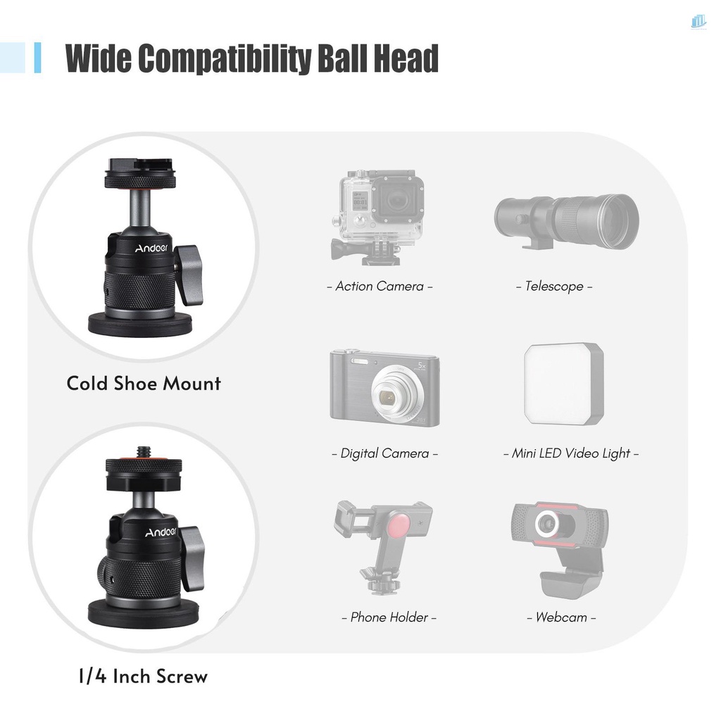 Đầu Nối Đồng Hồ Thông Minh Andoer Mini Hai Công Dụng Ốc Vít 1 / 4 Inch Kết Nối 360 Độ°Hộp Đựng Bằng Hợp Kim Nhôm Có Thể Xoay Với Đế Nam Châm Tải Trọng 200g Cho S