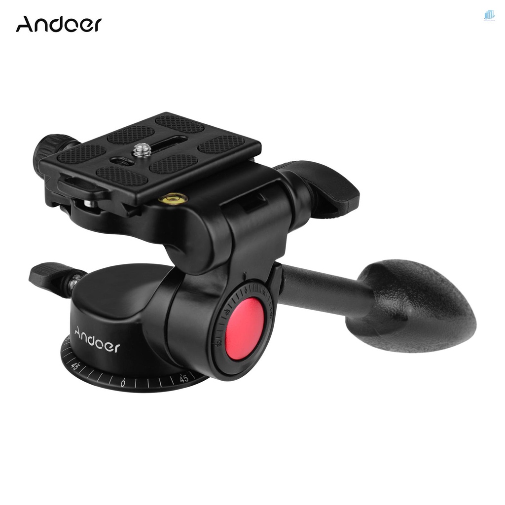 ANDOER Đầu Giảm Xóc 3 Chiều 3D Bằng Hợp Kim Nhôm Kèm Tay Cầm Chảo Hỗ Trợ 360 Độ° Giá Đỡ Ba Chân Cho Máy Ảnh Mooramic / Panoramic / Hầu hết DSLR ILDC