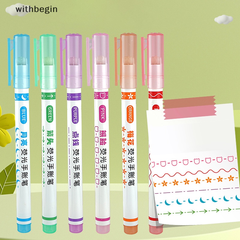 Bộ 6 Bút Đánh Dấu Đầu Lăn Nhiều Đường Viền Cong Nhiều Họa Tiết Graffiti Nghệ Thuật