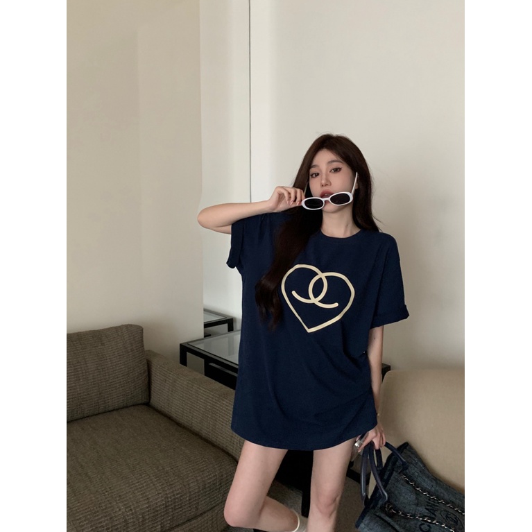 Áo Thun Cotton Cổ Tròn Ngắn Tay Dáng Rộng In Hình Thời Trang Hè Hàn Quốc Dành Cho Nữ 2023