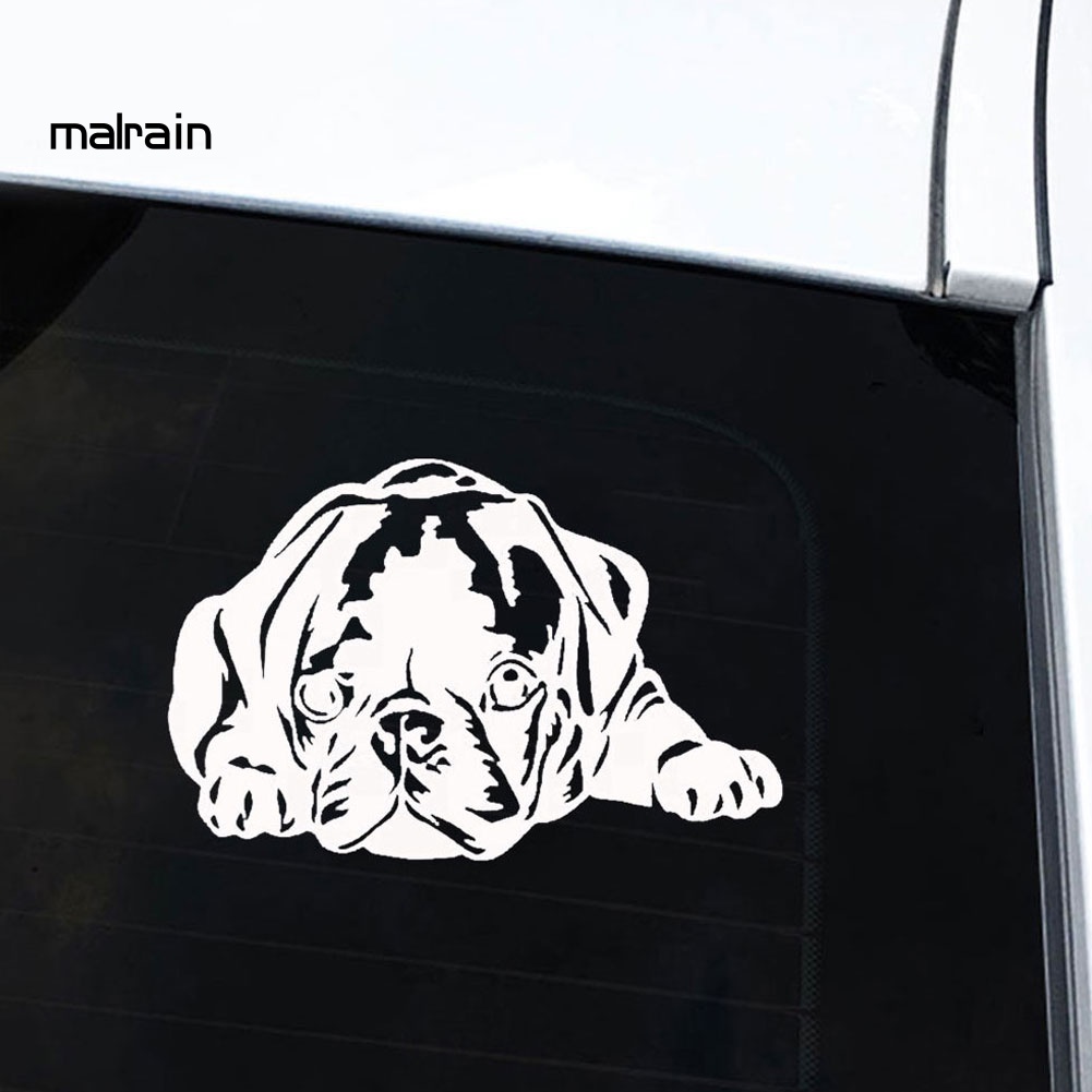 Đề Can Phản Quang Hình Chú Chó Pug Dễ Thương Dán Trang Trí Xe Hơi