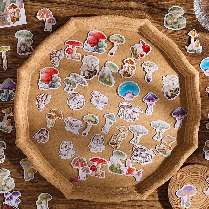 Bộ 40 Miếng Dán Trang Trí Sổ Tay Hình Nấm Dễ Thương