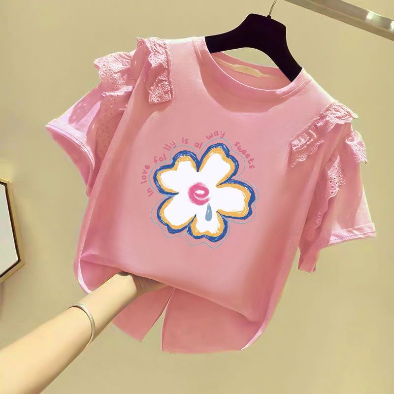 Áo Thun Cotton Trơn Tay Ngắn Thời Trang Mùa Hè Hàn Quốc 2022 Cho Bé Gái RUP8
