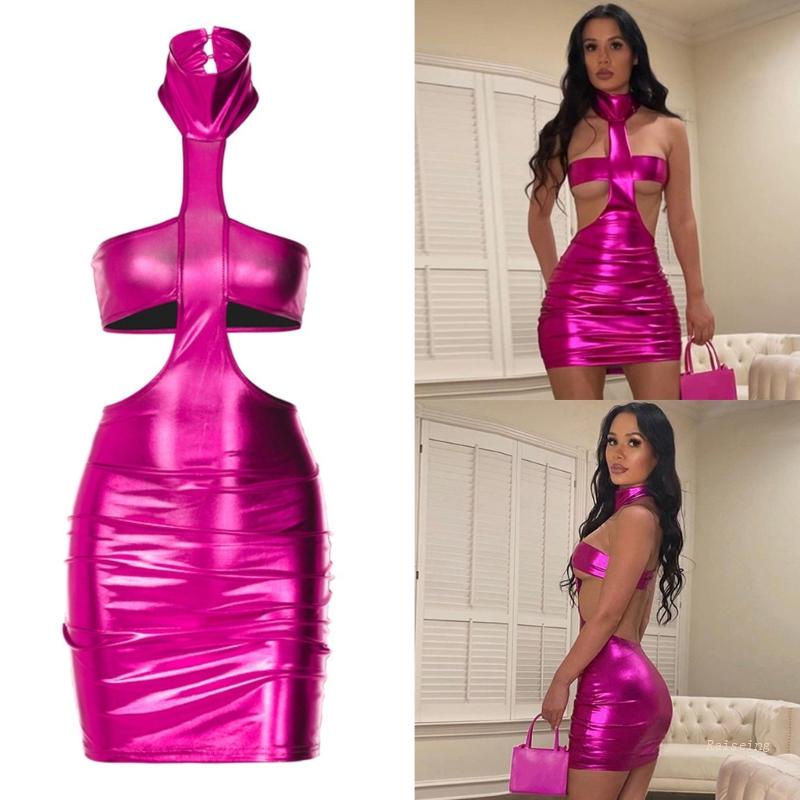 Đầm Mini Ôm Dáng Không Tay Khoét Lỗ Hở Lưng Gợi Cảm Cho Nữ