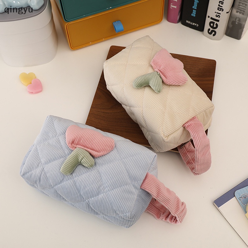 Túi Đựng Mỹ Phẩm Du Lịch Cỡ Lớn Có Khóa Kéo Họa Tiết Hoa Tulip Dễ Thương Cho Nữ