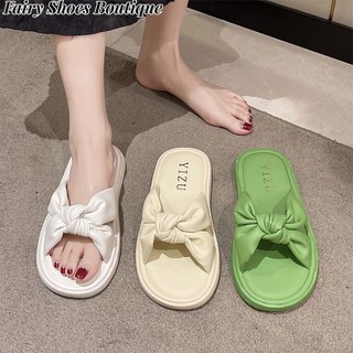 ZHUXIA Dép Sandal Đế Bằng Mềm Mại Chống Trượt Đính Nơ Thời Trang Cho Nữ
